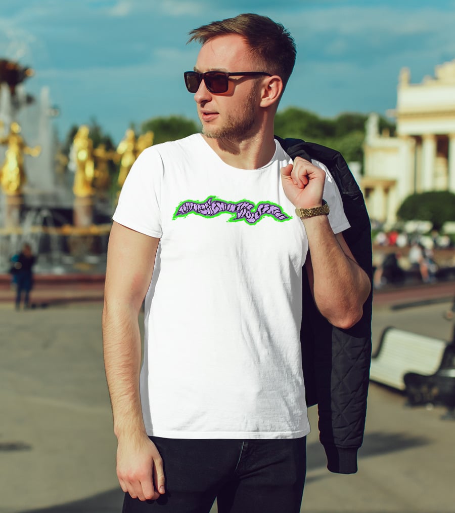 Temporary Highs In The Violet Skies Psychedelic Lettering With Green Glow T-Shirt