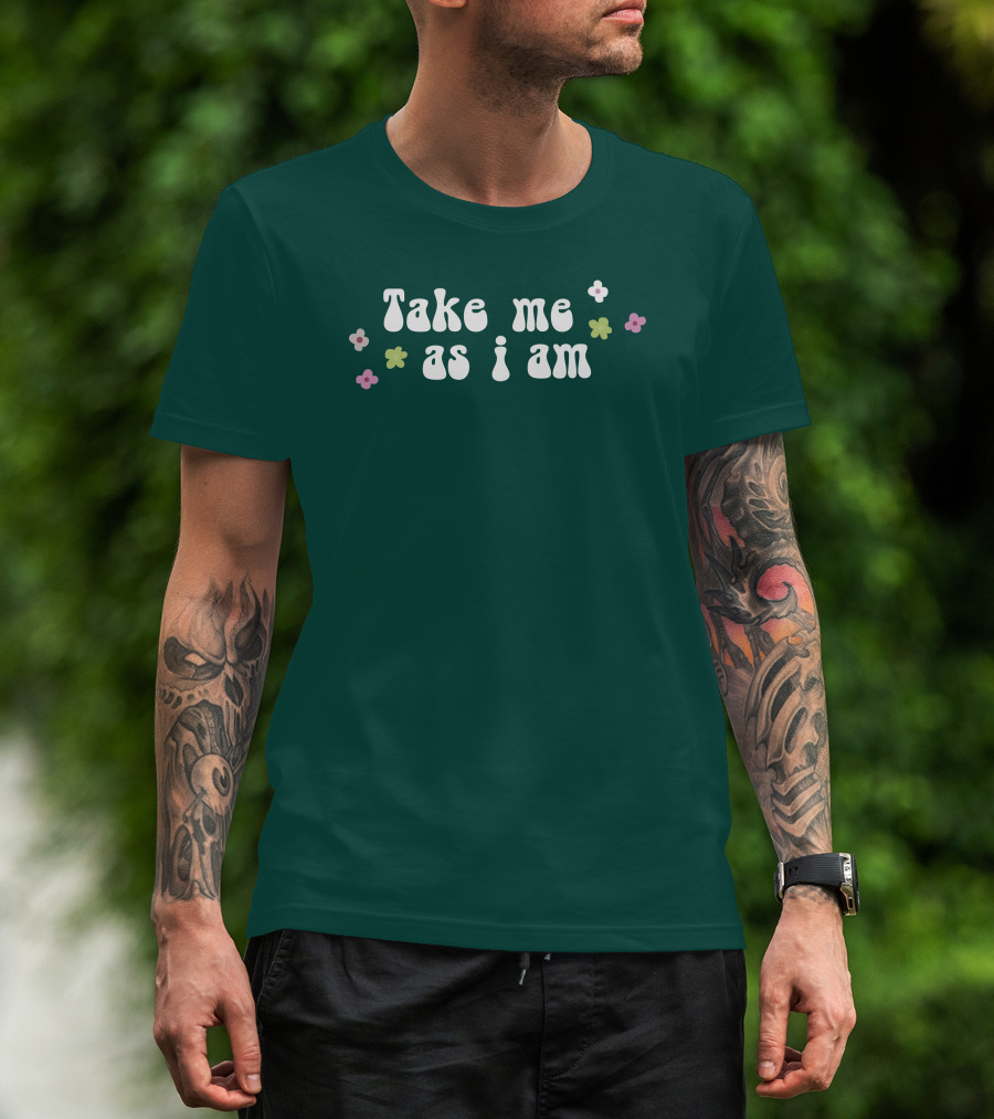 Take Me As I Am Flower Motif T-Shirt