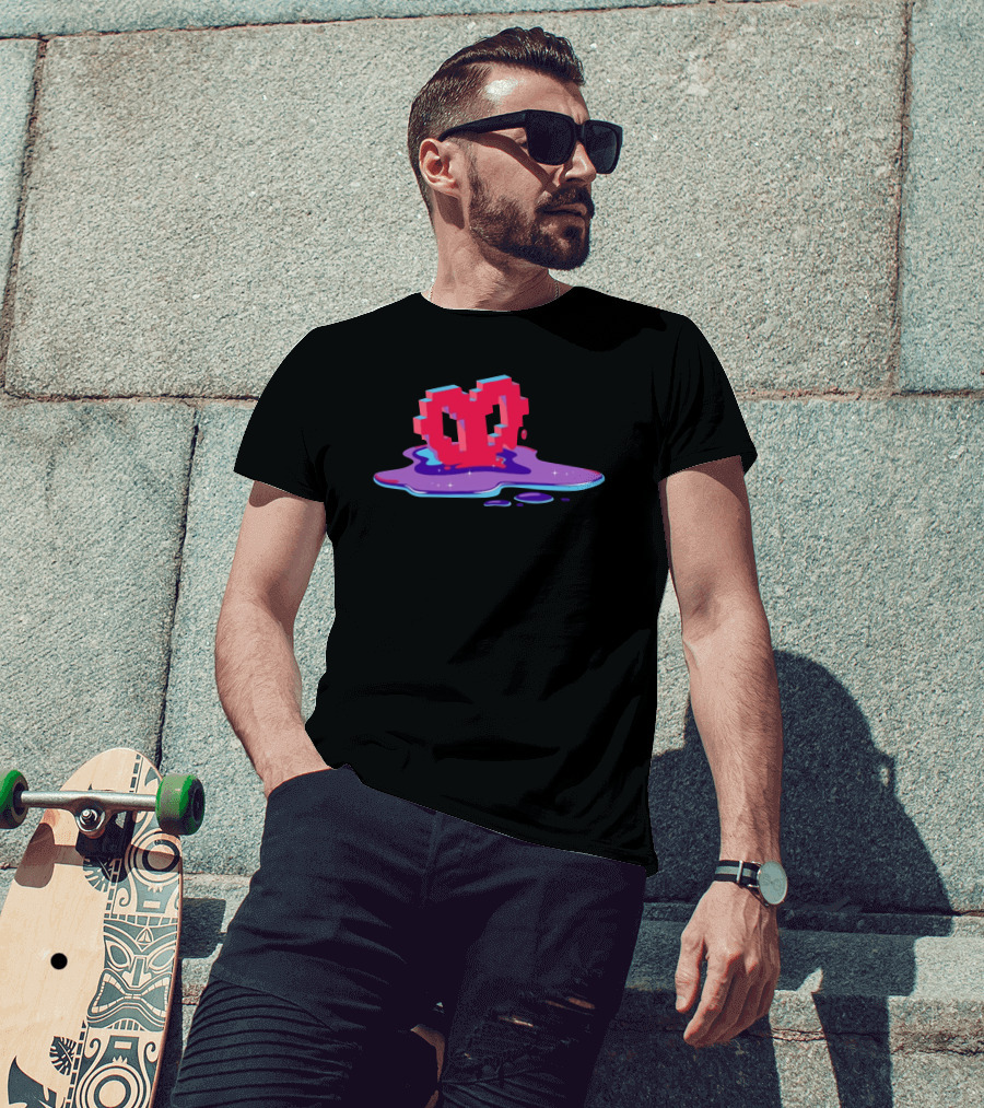 Void Heart Pixel Art Melting Pool T-Shirt