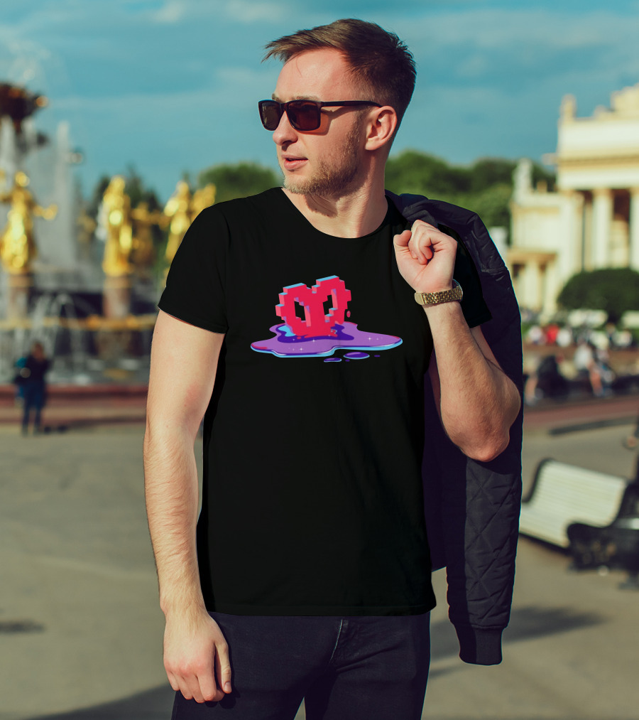 Void Heart Pixel Art Melting Pool T-Shirt