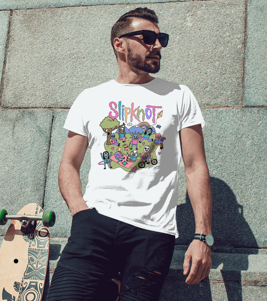 Slipknot Cute Cartoon Characters Park Scene T-Shirt