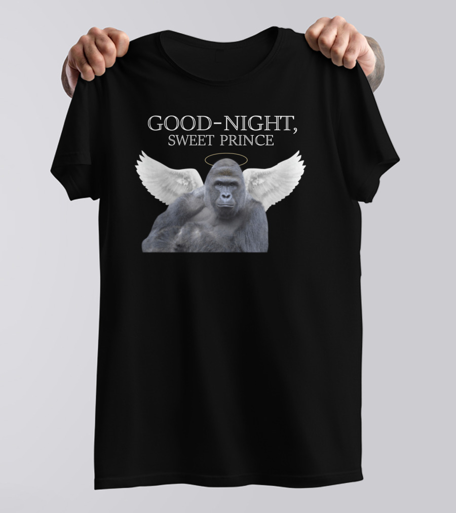 Good Night Sweet Prince Winged Gorilla Halo Memorial T-Shirt