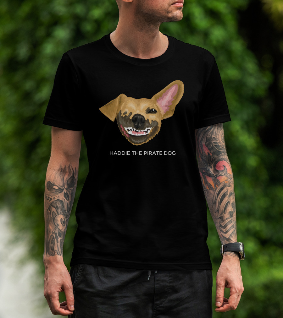 Haddie The Pirate Dog Mischievous Canine With Eye Patch And Toothsome Grin T-Shirt