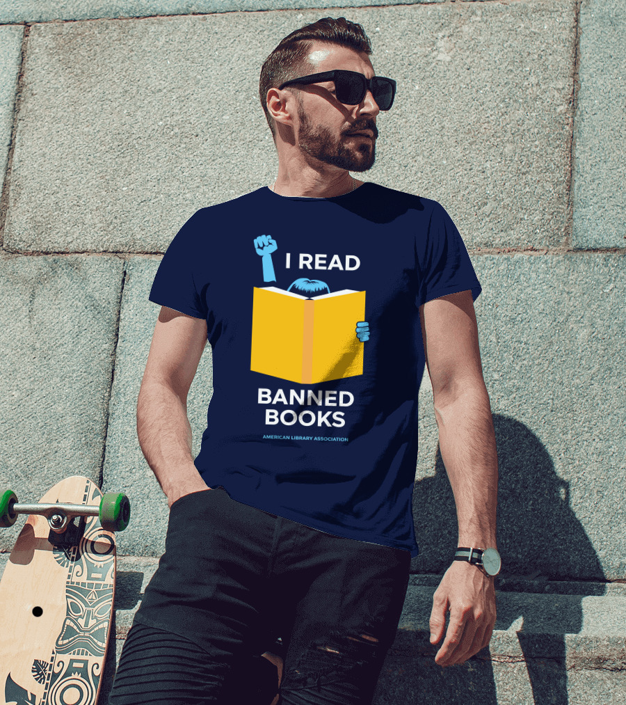 I Read Banned Books Yellow Book Fist American Library Association T-Shirt
