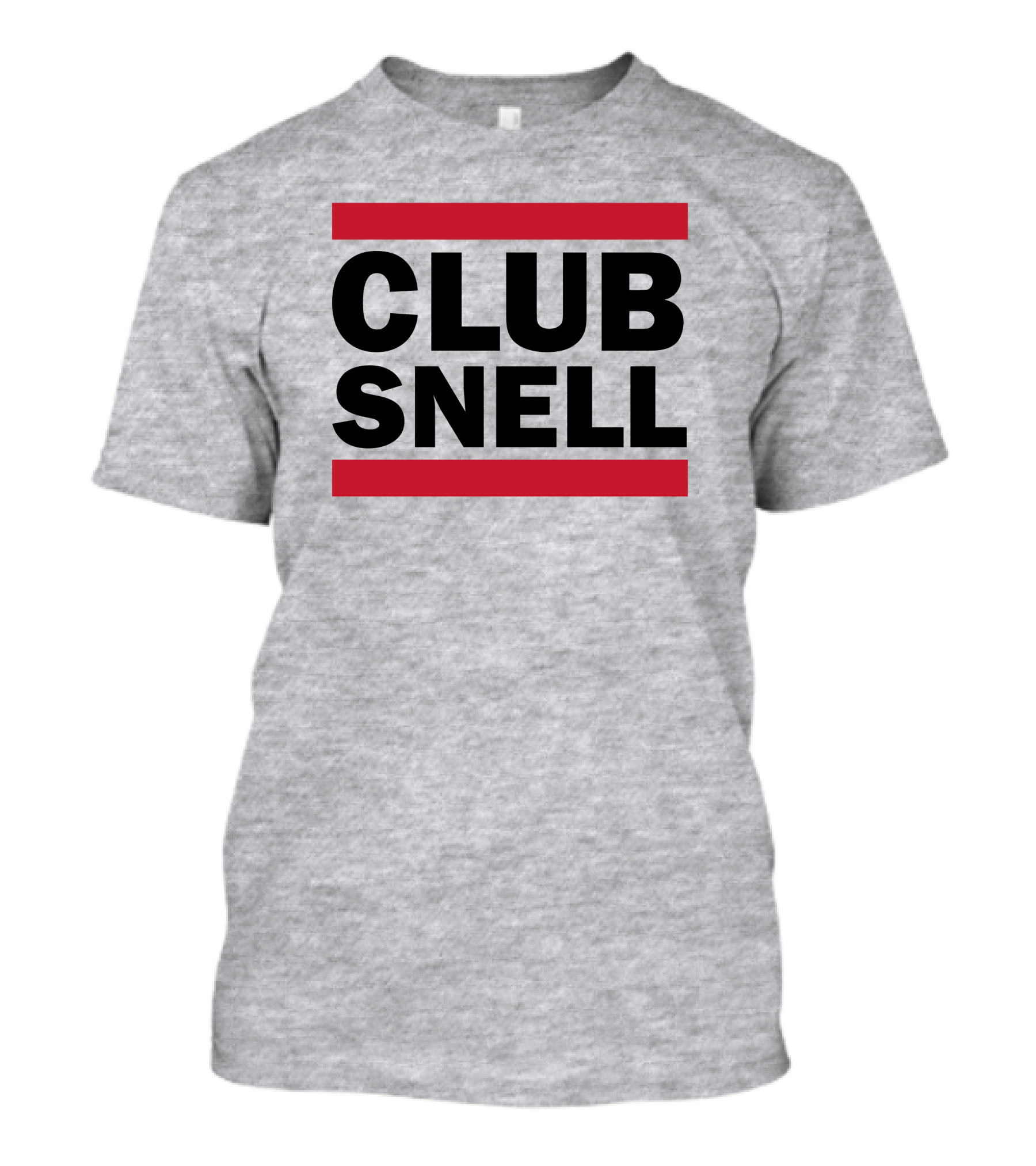 Club Snell Bold Black Text With Red Stripes On Gray Background T-Shirt