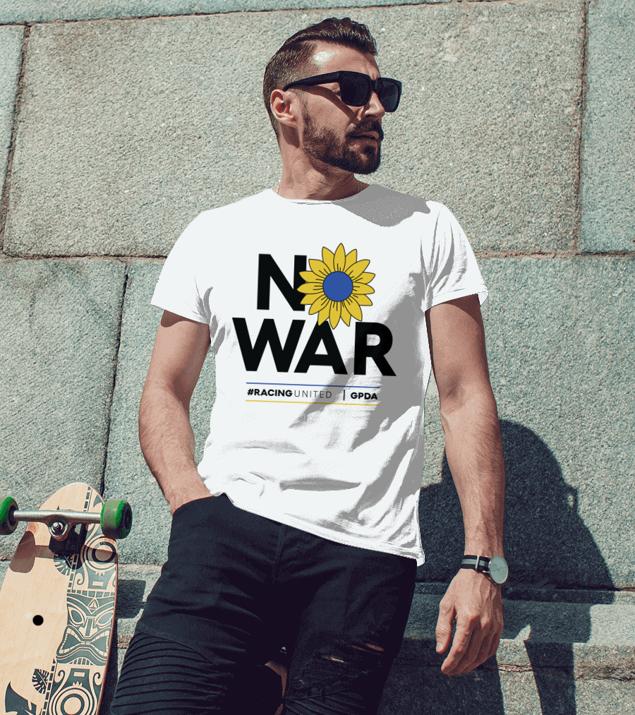 F1 Drivers No War Sunflower RacingUnited GPDA T-Shirt