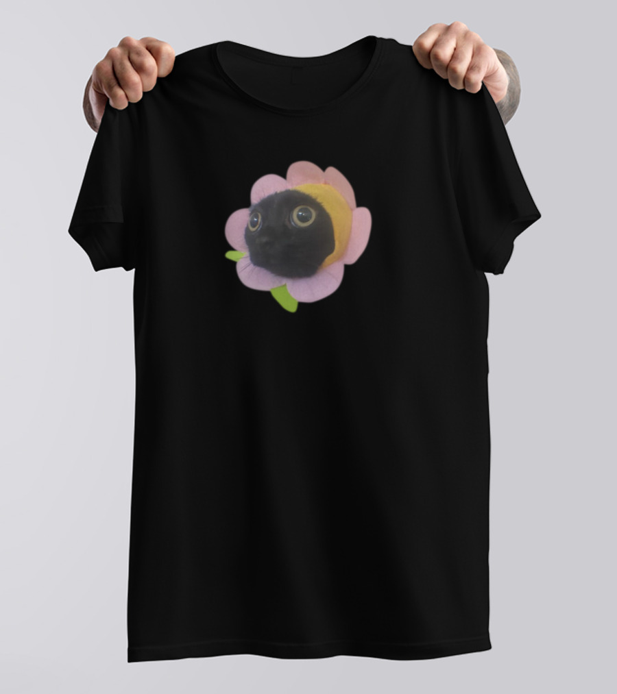 Bigfootjinx Flower Cat Face In Pink Petals T-Shirt
