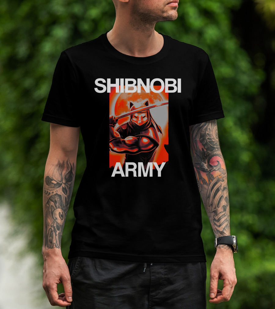 Shibnobi Army Shib Nobi Warrior Ninja Cat Moon T-Shirt
