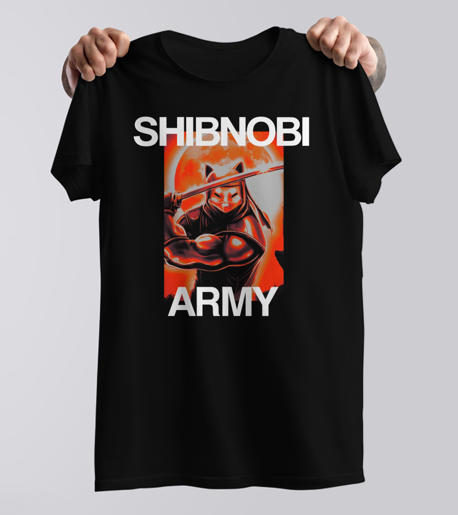 Shibnobi Army Shib Nobi Warrior Ninja Cat Moon T-Shirt