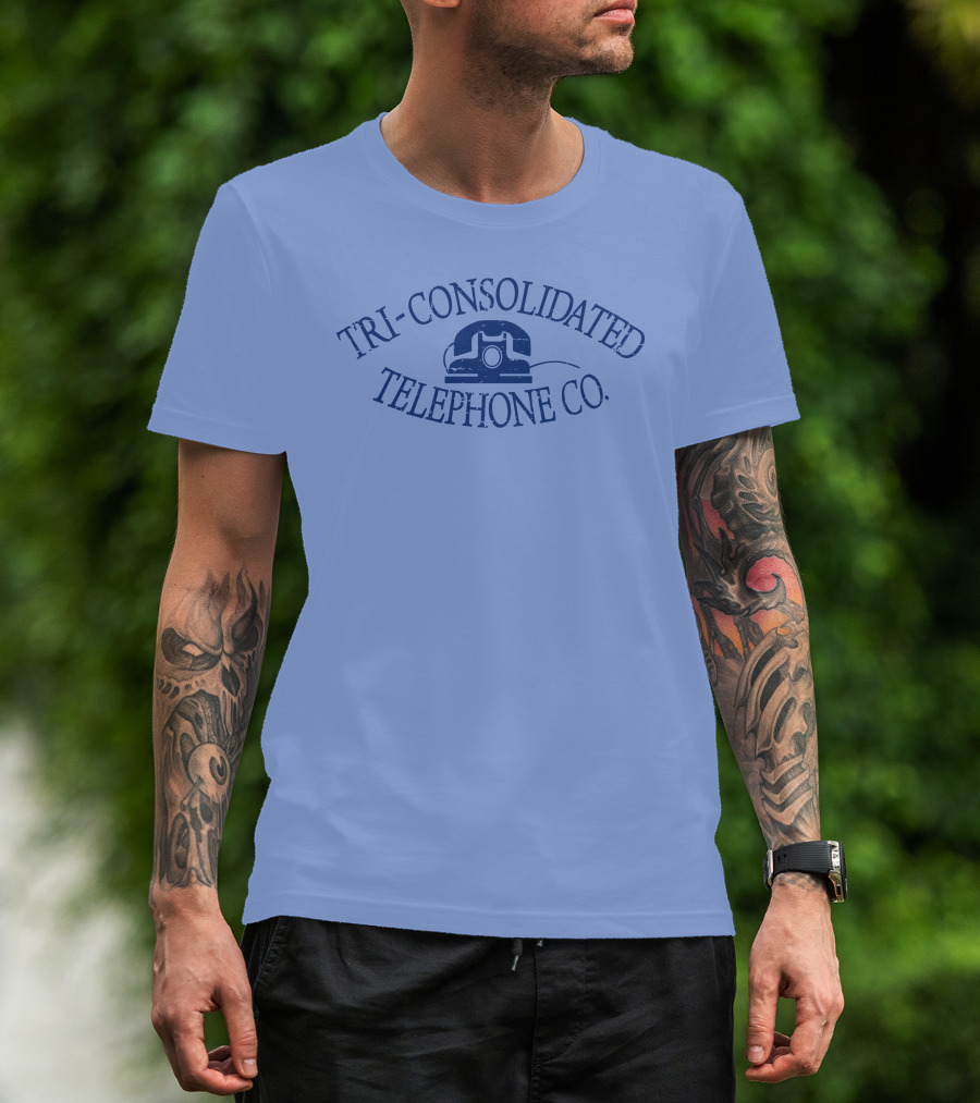 TRI-CONSOLIDATED TELEPHONE CO VINTAGE LOGO WITH RETRO TELEPHONE IMAGE T-Shirt