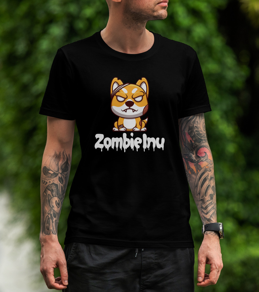 Zombie Inu Zinutoken Halloween Dog Character T-Shirt