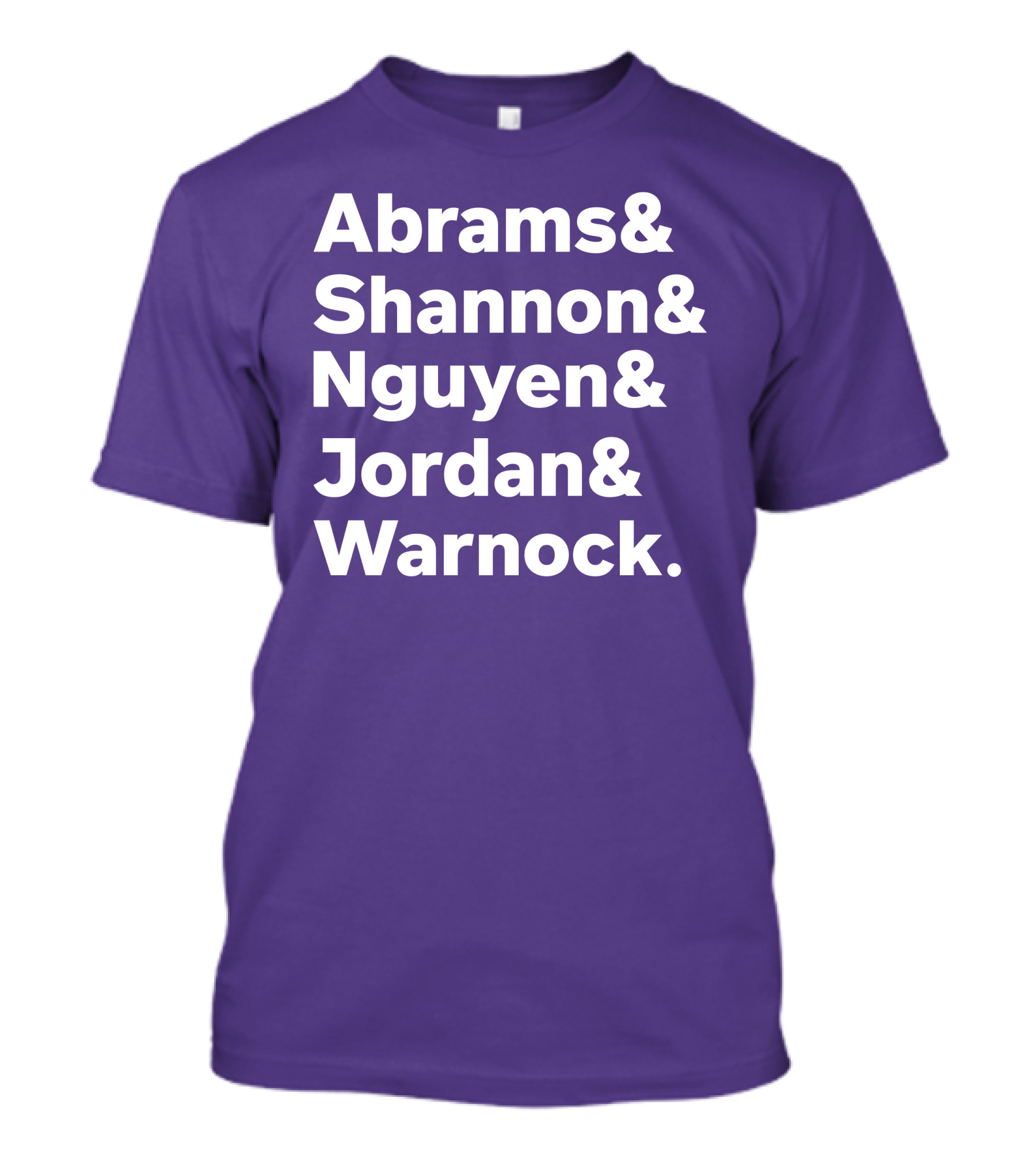Abrams Shannon Nguyen Jordan Warnock Bold Text Purple Background T-Shirt