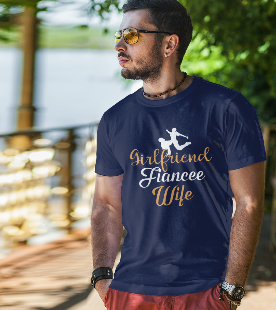 Girlfriend Fiancee Wife Engagement Proposal Silhouette Jump T-Shirt