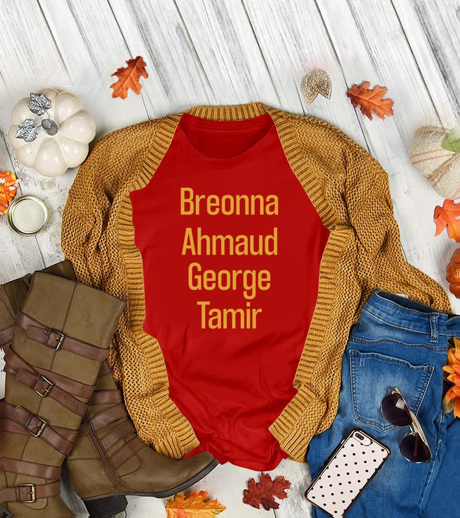 Breonna Ahmaud George Tamir Red Background T-Shirt
