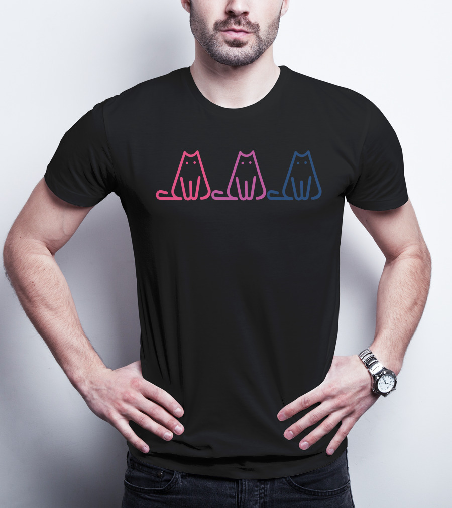 Cahlaflour Rainbow Cat Trio Pink Purple Blue T-Shirt