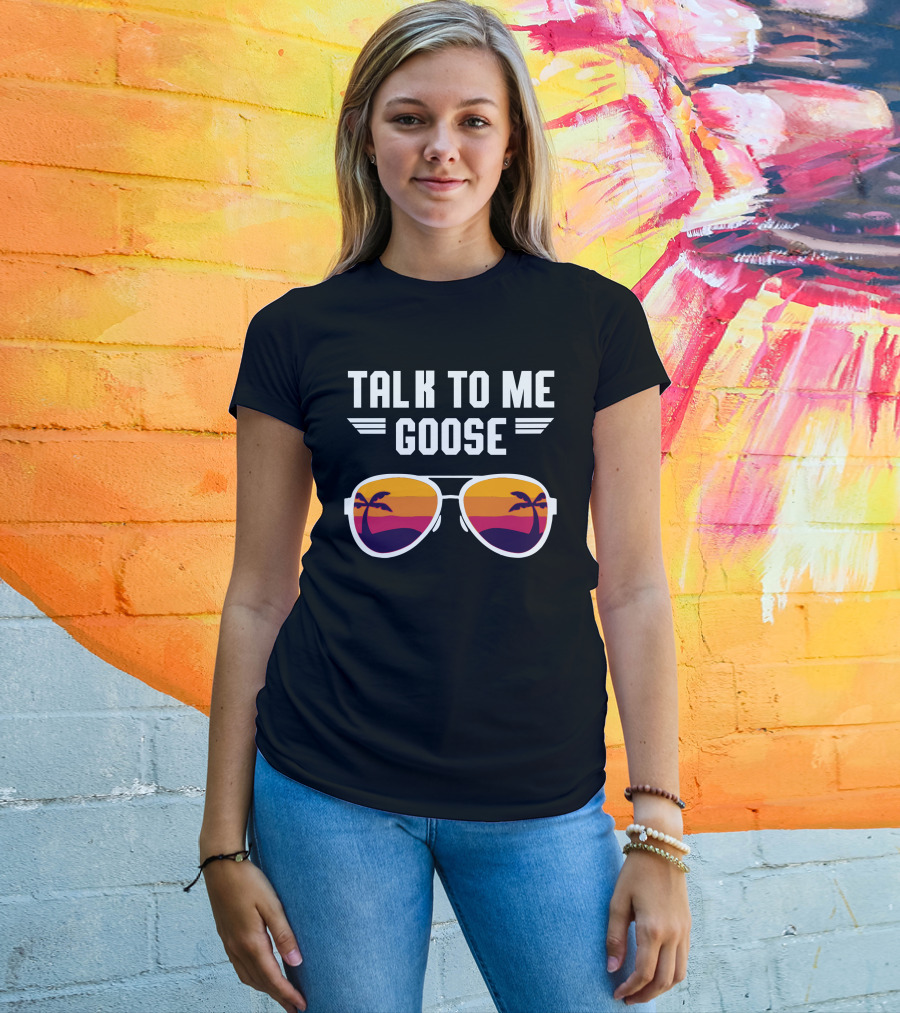 Talk To Me Goose Sunglasses With Sunset Palm Reflection T-Shirt