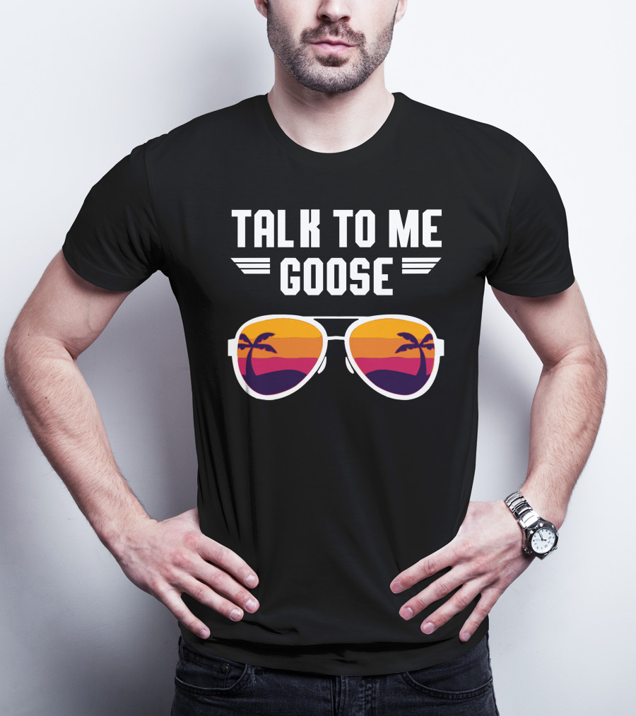 Talk To Me Goose Sunglasses With Sunset Palm Reflection T-Shirt