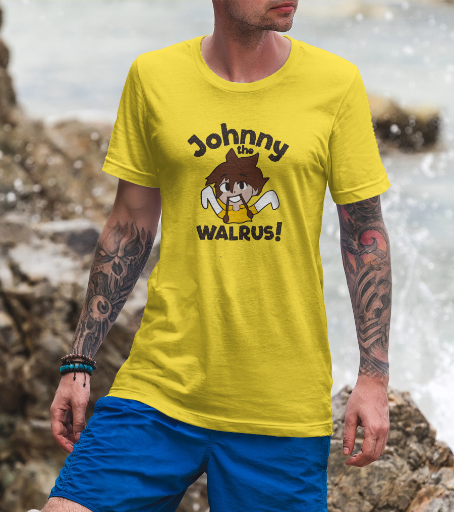 Johnny The Walrus Daily Wire Cartoon Character Yellow Background T-Shirt