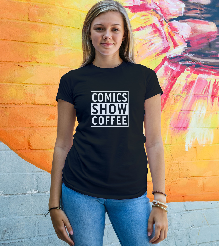 Comics Show Coffee Black And White Text Block T-Shirt