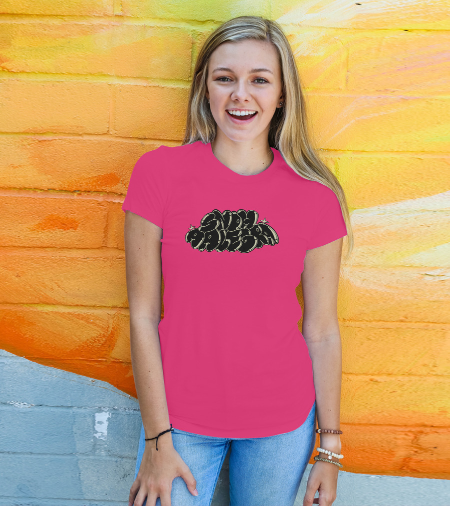 Snoh Aalegra Bold Bubble Lettering On Bright Pink Background T-Shirt