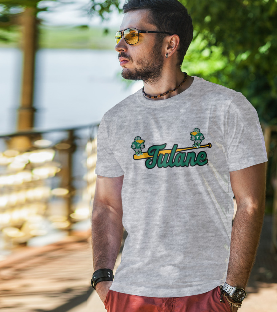 Tulane Green Wave Baseball Bat Birds T-Shirt