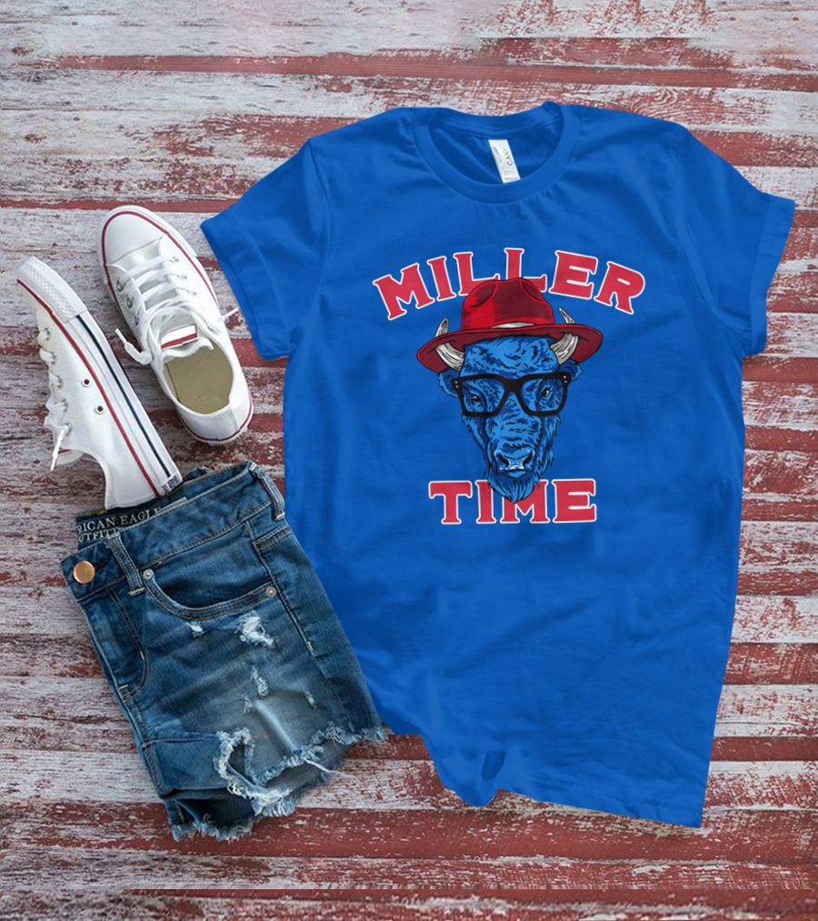 Miller Time Buffalo Red Hat Glasses Blue Buffalo T-Shirt