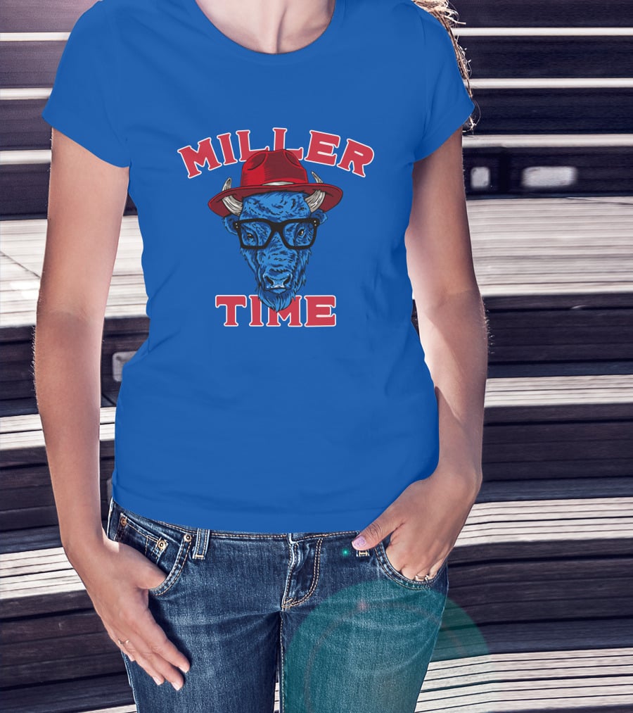 Miller Time Buffalo Red Hat Glasses Blue Buffalo T-Shirt