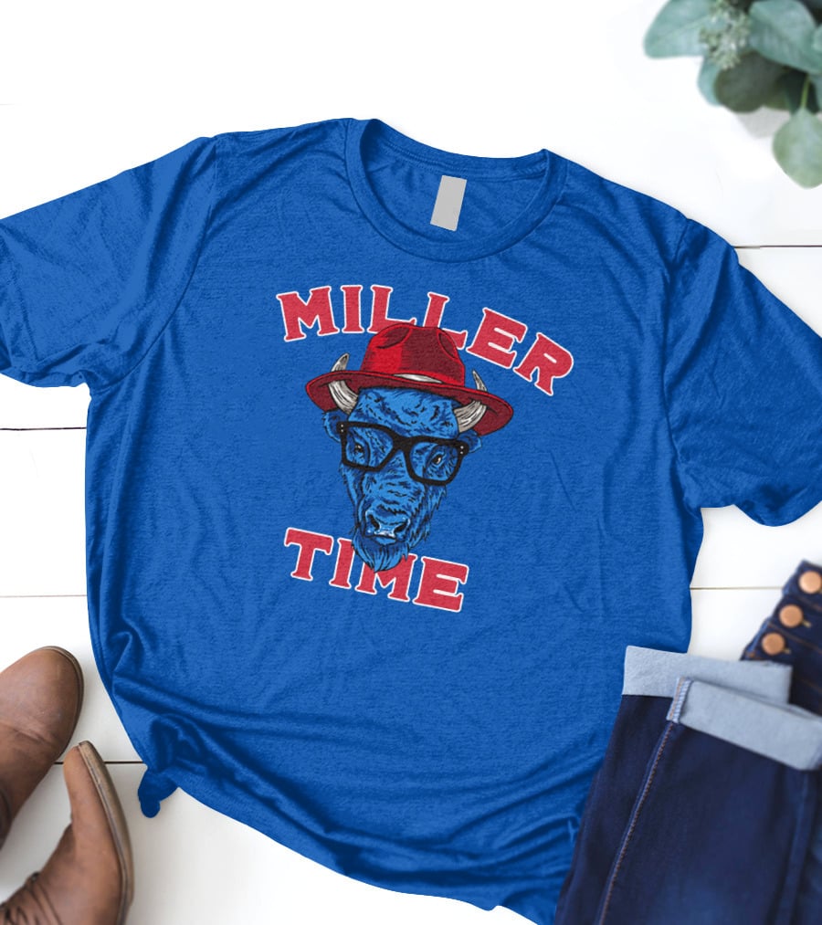 Miller Time Buffalo Red Hat Glasses Blue Buffalo T-Shirt