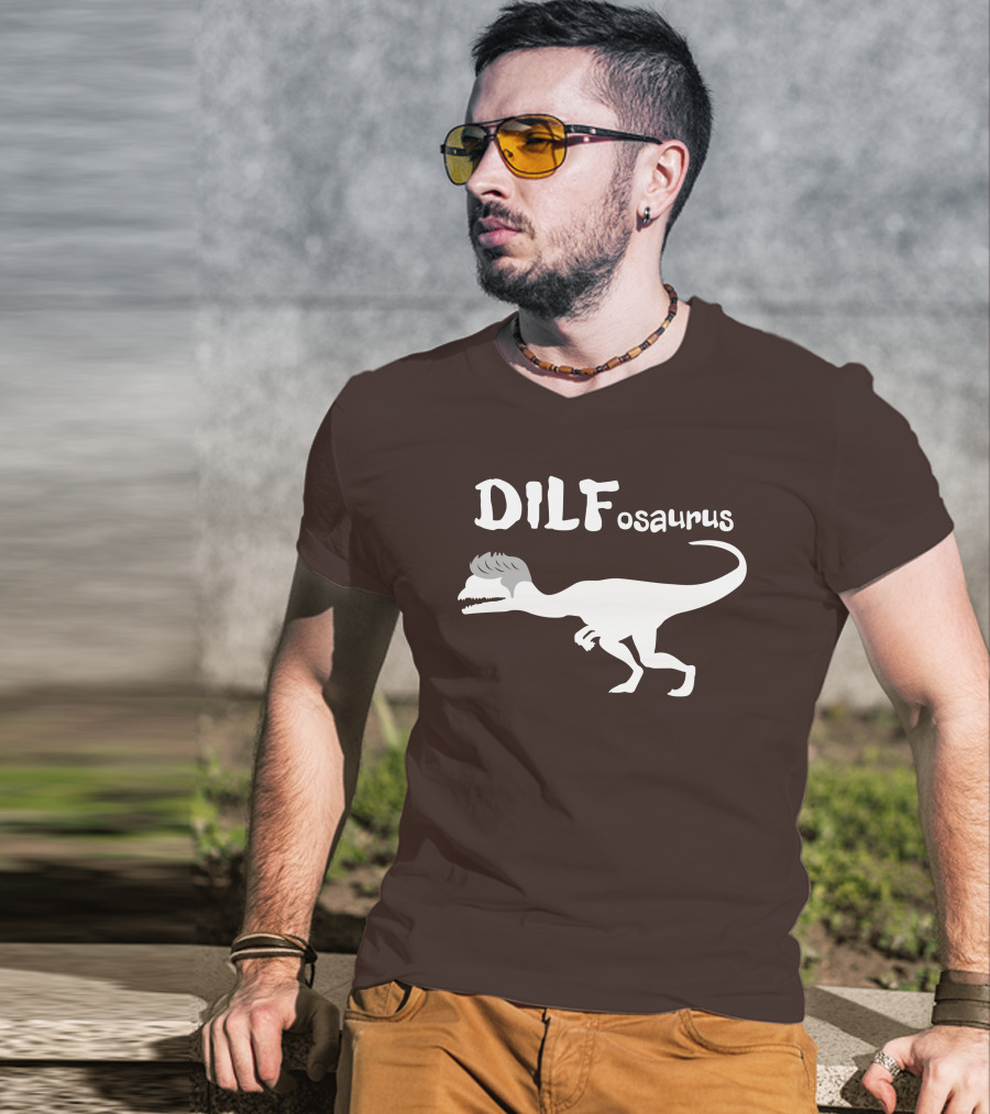 Fossil Daddy Store DILFosaurus Dilophosaurus Fossil Daddy T-Shirt