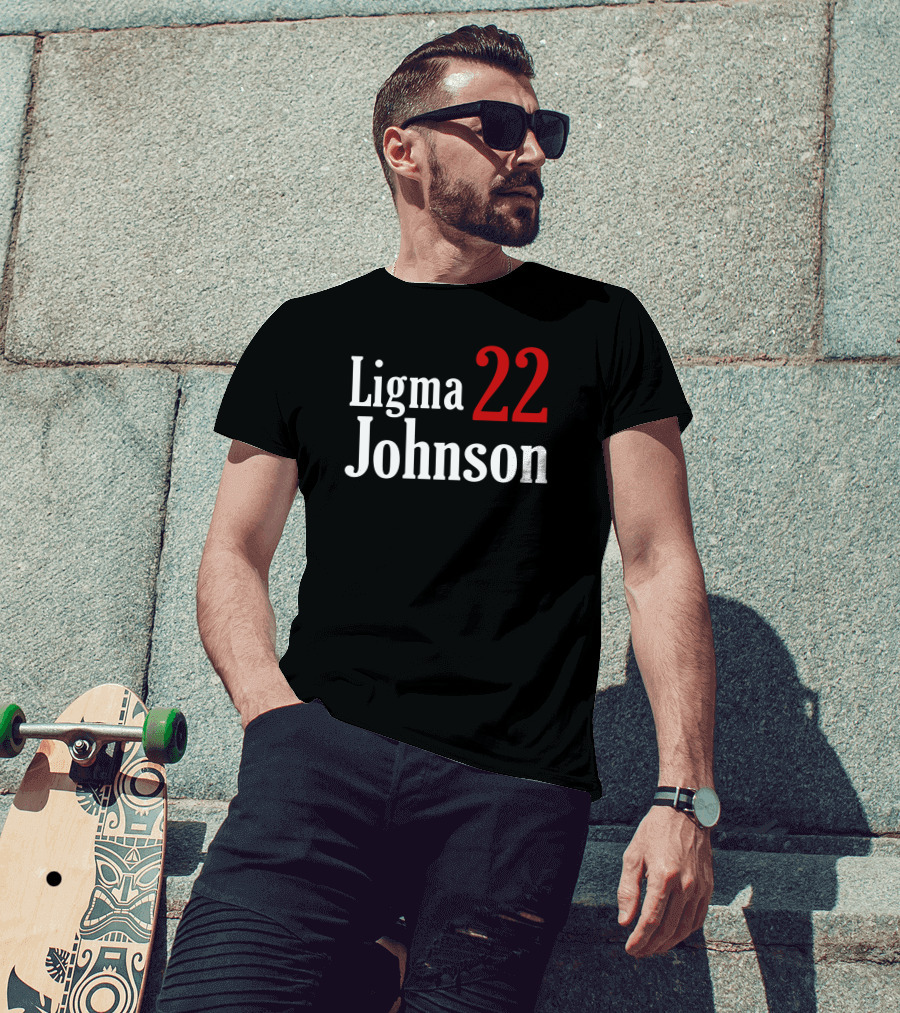 Ligma Johnson 22 Typography Bold Red White T-Shirt