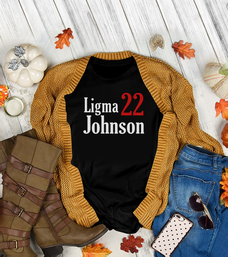 Ligma Johnson 22 Typography Bold Red White T-Shirt