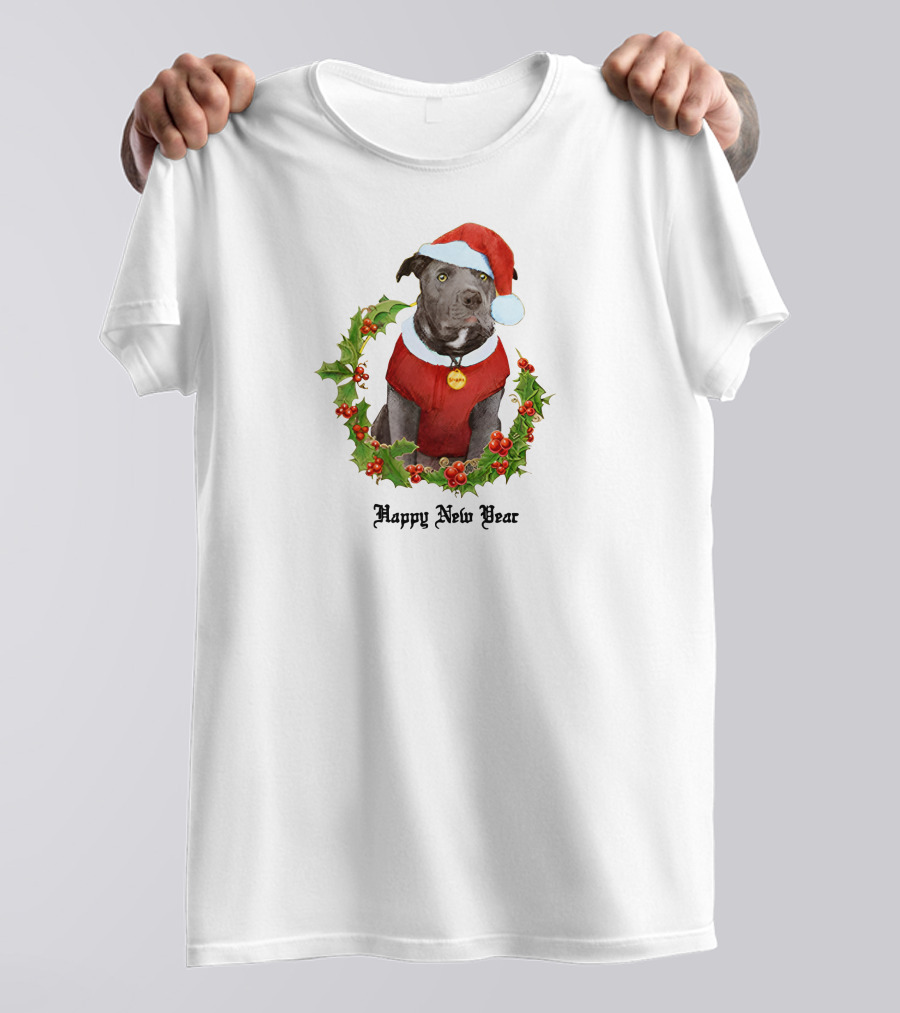 Santa Dog Happy New Year T-Shirt