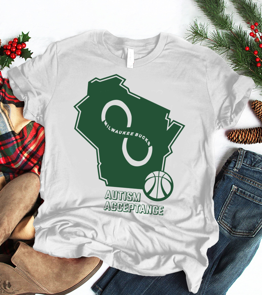 Milwaukee Bucks Autism Acceptance Infinity Symbol Basketball T-Shirt