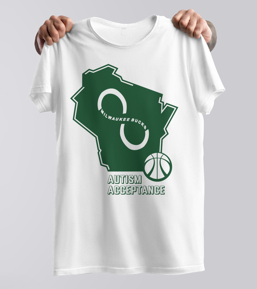 Milwaukee Bucks Autism Acceptance Infinity Symbol Basketball T-Shirt