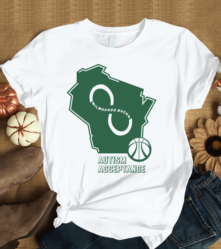 Milwaukee Bucks Autism Acceptance Infinity Symbol Basketball T-Shirt