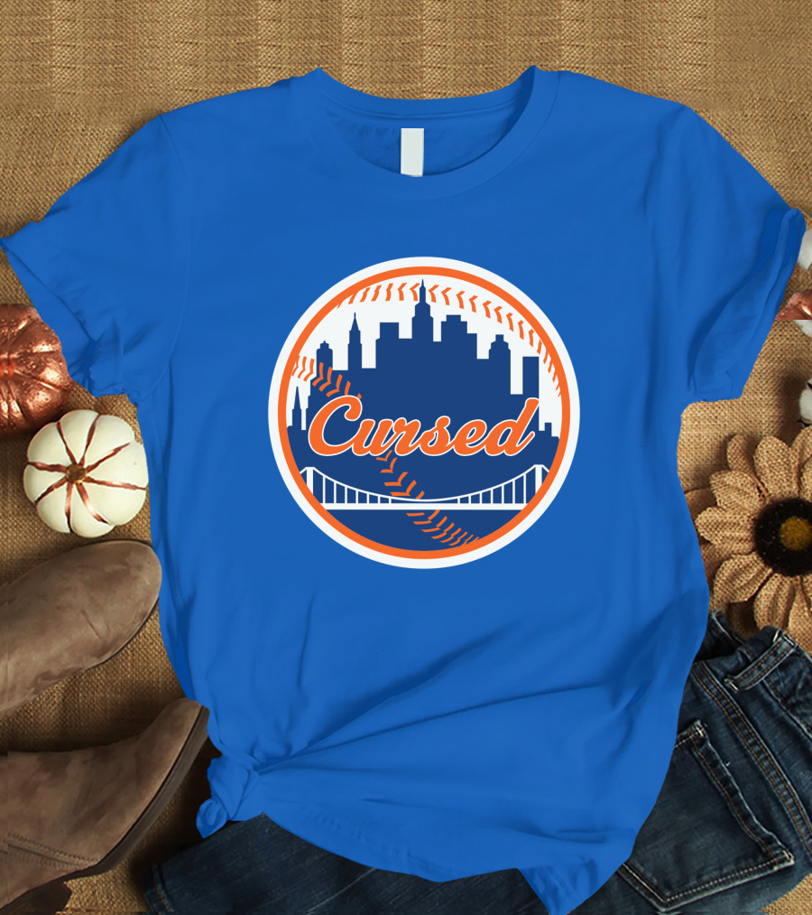 Cursed Mets Baseball Skyline Bridge T-Shirt