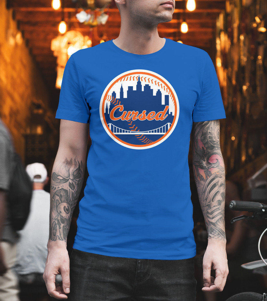 Cursed Mets Baseball Skyline Bridge T-Shirt