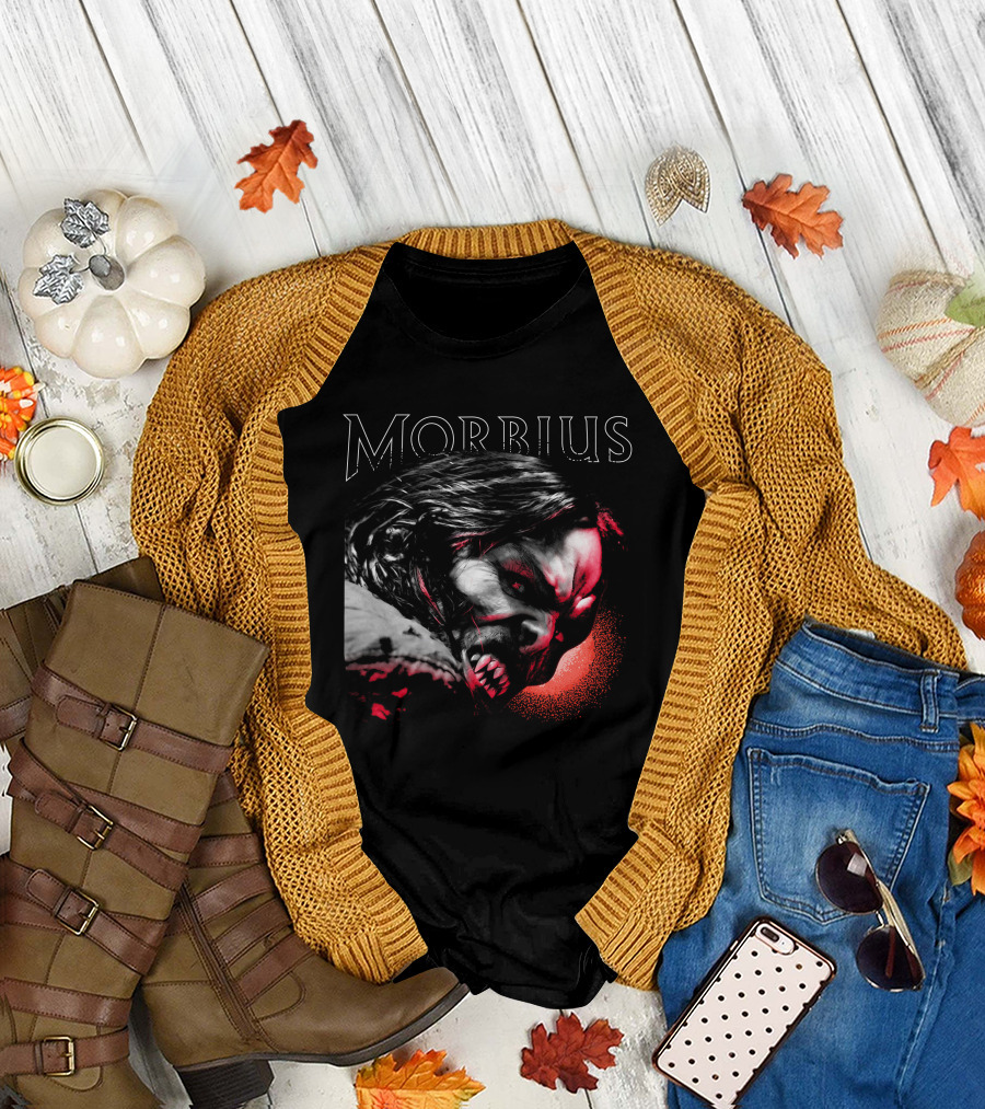 Morbius Jared Leto Vampire Face Artwork Red Glow T-Shirt