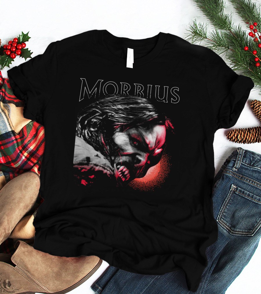 Morbius Jared Leto Vampire Face Artwork Red Glow T-Shirt