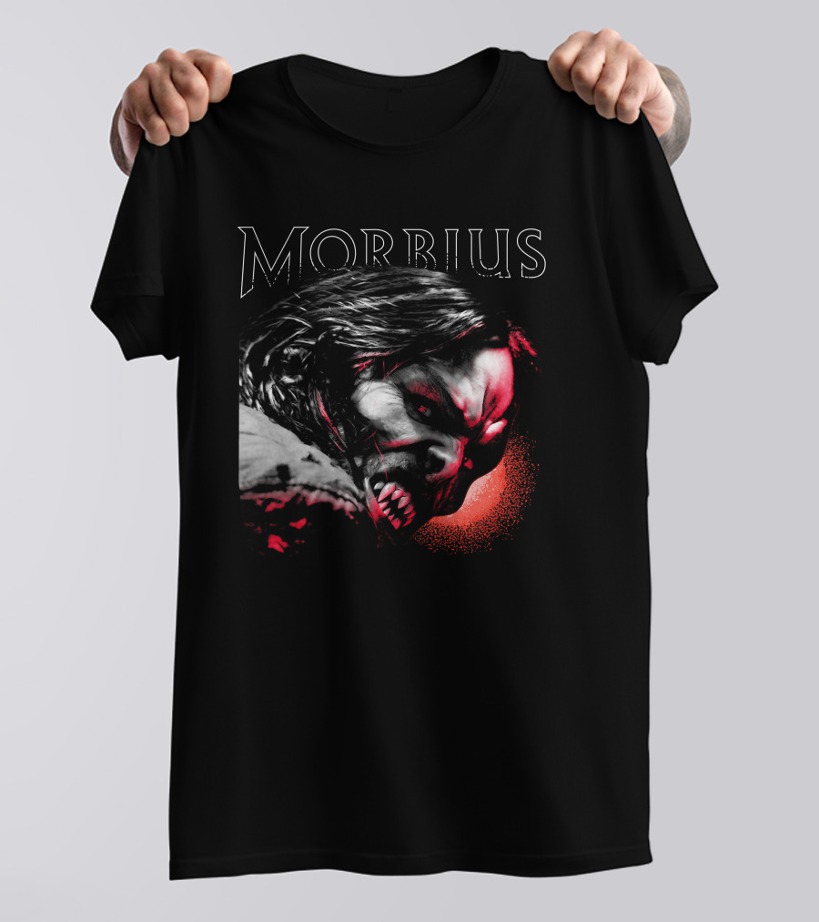 Morbius Jared Leto Vampire Face Artwork Red Glow T-Shirt
