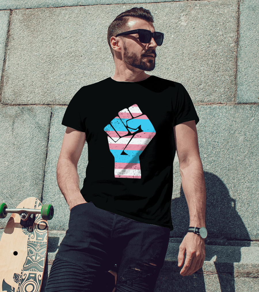 Jamie Lee Curtis Protect Trans Kids Hand Fist Transgender Pride Raised Fist T-Shirt