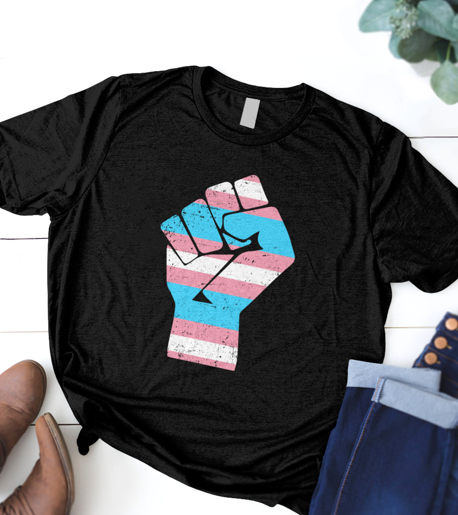 Jamie Lee Curtis Protect Trans Kids Hand Fist Transgender Pride Raised Fist T-Shirt