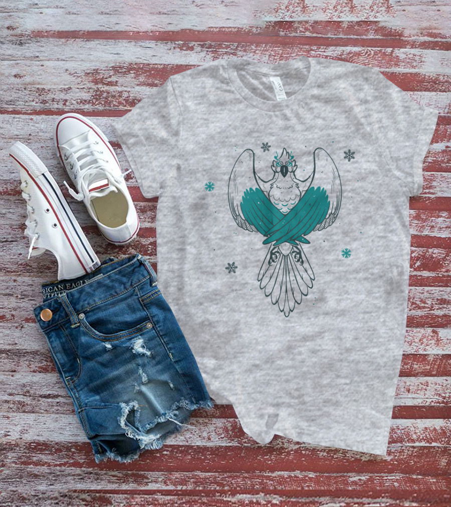 Jaiden Animations Bird With Teal Wings And Snowflakes T-Shirt