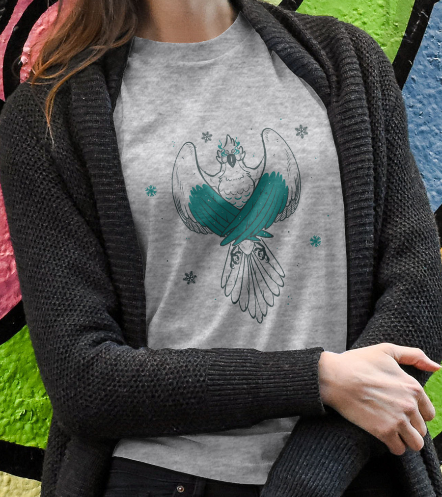 Jaiden Animations Bird With Teal Wings And Snowflakes T-Shirt