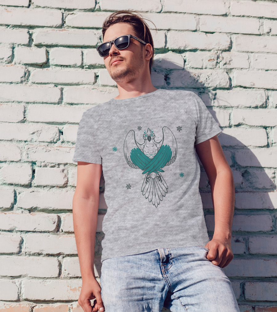 Jaiden Animations Bird With Teal Wings And Snowflakes T-Shirt