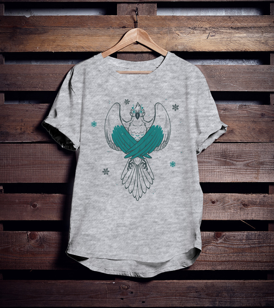 Jaiden Animations Bird With Teal Wings And Snowflakes T-Shirt