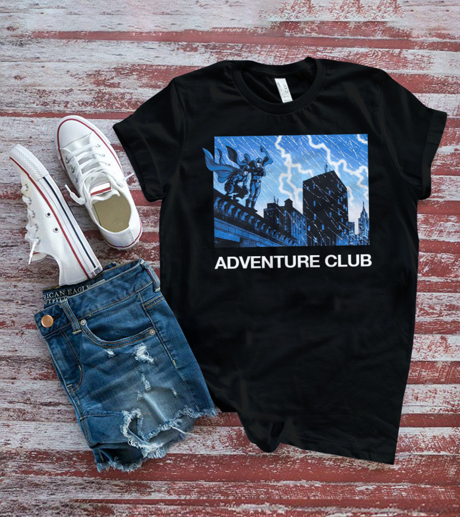ADVENTURE CLUB Cityscape Superhero Lightning Scene T-Shirt