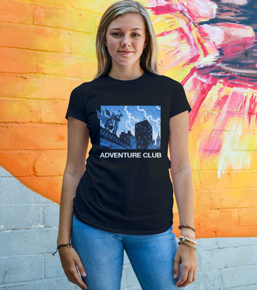 ADVENTURE CLUB Cityscape Superhero Lightning Scene T-Shirt