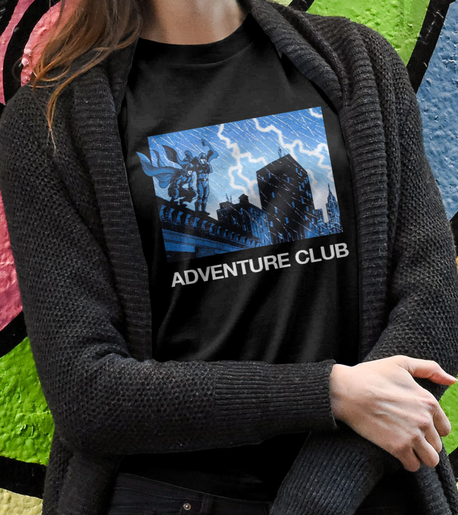 ADVENTURE CLUB Cityscape Superhero Lightning Scene T-Shirt