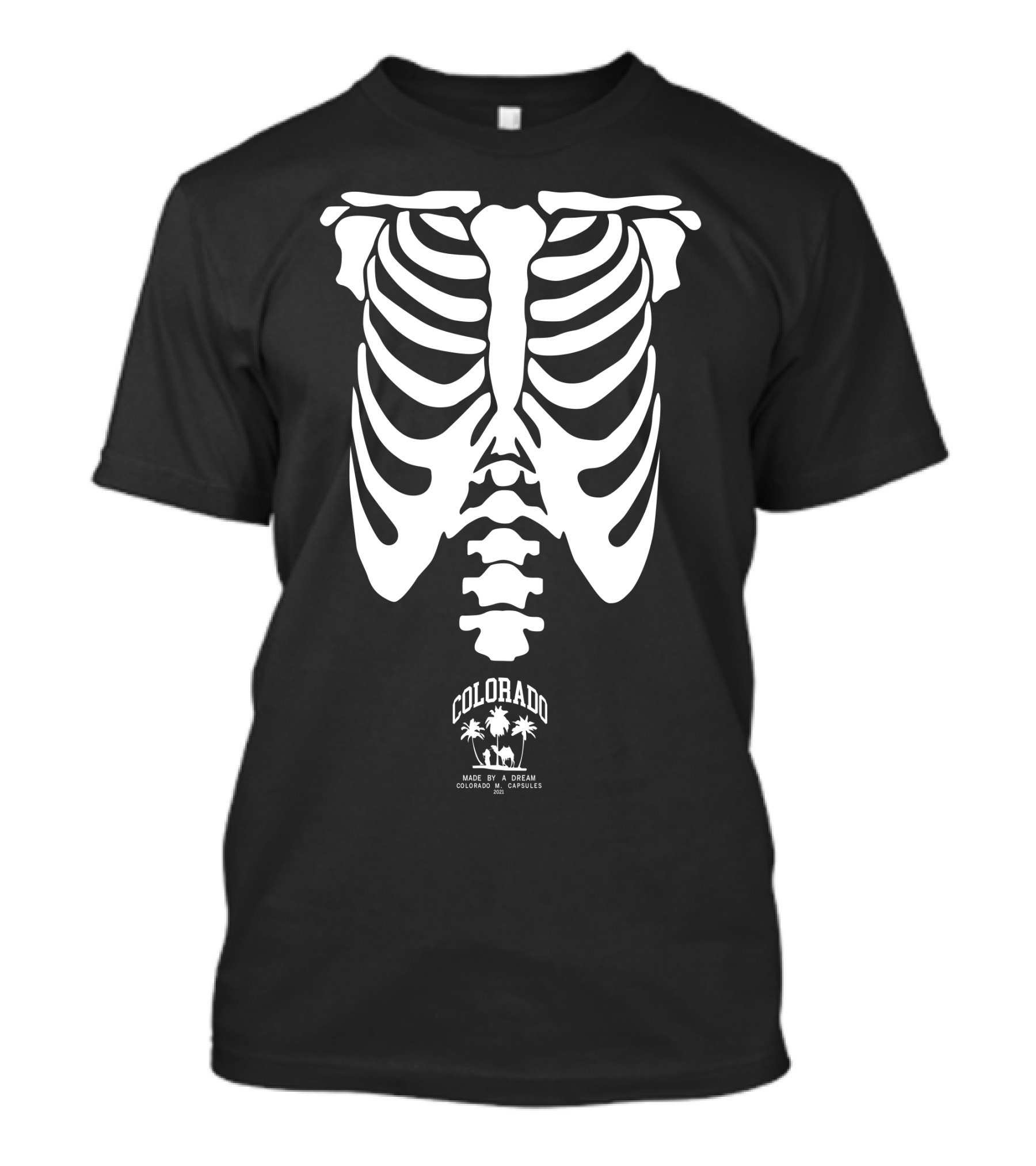 COLORADO MADE BY A BEAR OCEAN GOODIES AND CAPSULES RIB CAGE PALM TREES T-Shirt